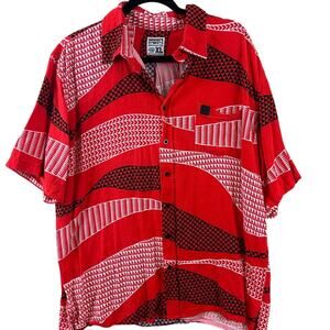 Hawaii's Finest Red Aloha Shirt Geometric Print XL‎ 2018 Collection